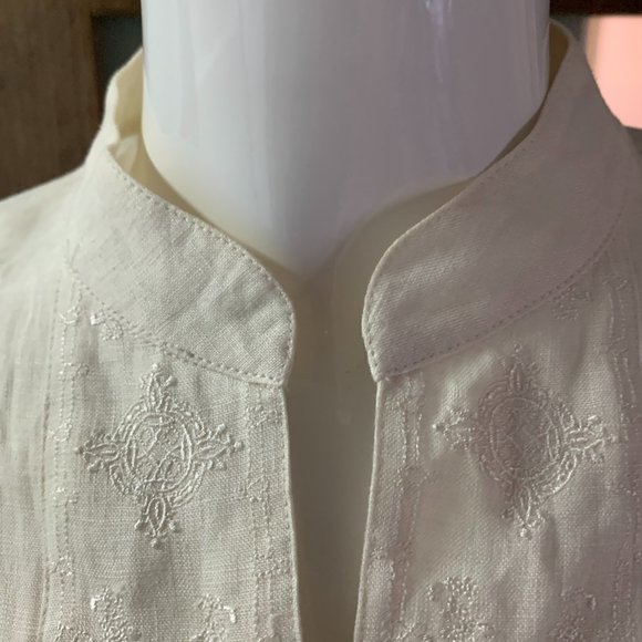 100% linen deanne & off white small top - Picture 8 of 9